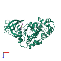 PDB entry 3kxn coloured by chain, top view.