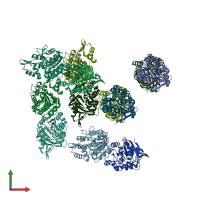 PDB entry 3kxp coloured by chain, front view.
