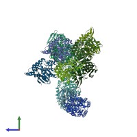 PDB entry 3kxp coloured by chain, side view.