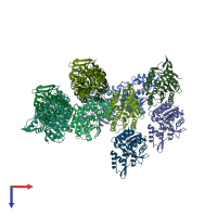 PDB entry 3kxp coloured by chain, top view.