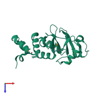 PDB entry 3kxr coloured by chain, top view.