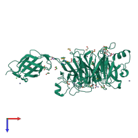 PDB entry 3kya coloured by chain, top view.