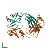 PDB entry 3kyk coloured by chain, front view.