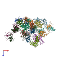 PDB entry 3kym coloured by chain, top view.