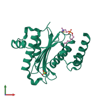 PDB entry 3kyq coloured by chain, front view.