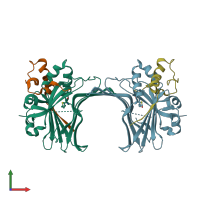 PDB entry 3kys coloured by chain, front view.