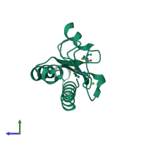 PDB entry 3kyz coloured by chain, side view.