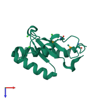 PDB entry 3kyz coloured by chain, top view.