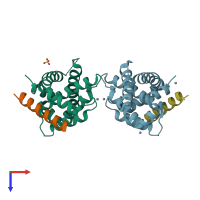 PDB entry 3kz0 coloured by chain, top view.