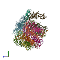 PDB entry 3kz4 coloured by chain, side view.