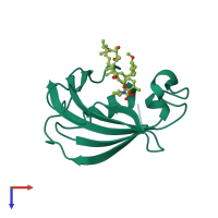 PDB entry 3kz7 coloured by chain, top view.