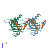 PDB entry 3kz8 coloured by chain, top view.