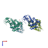 PDB entry 3kz9 coloured by chain, top view.