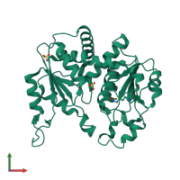 PDB entry 3kzc coloured by chain, front view.