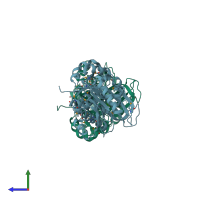 PDB entry 3kzh coloured by chain, side view.