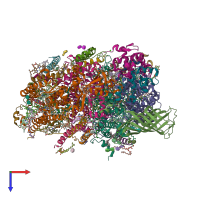 PDB entry 3kzi coloured by chain, top view.