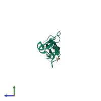 PDB entry 3kzj coloured by chain, side view.