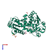 PDB entry 3kzn coloured by chain, top view.