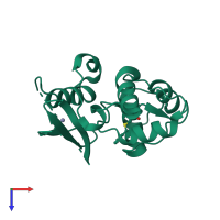 PDB entry 3l00 coloured by chain, top view.