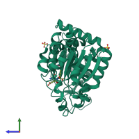 PDB entry 3l02 coloured by chain, side view.