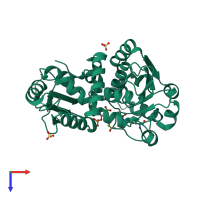 PDB entry 3l02 coloured by chain, top view.