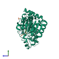 PDB entry 3l04 coloured by chain, side view.
