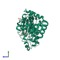 PDB entry 3l05 coloured by chain, side view.