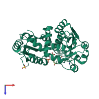 PDB entry 3l05 coloured by chain, top view.