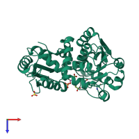 PDB entry 3l06 coloured by chain, top view.