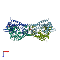 PDB entry 3l09 coloured by chain, top view.