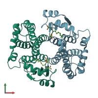 PDB entry 3l0h coloured by chain, front view.