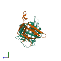 PDB entry 3l0x coloured by chain, side view.