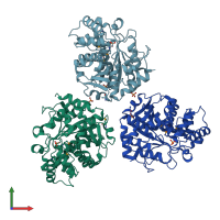 PDB entry 3l0z coloured by chain, front view.