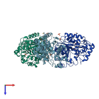 PDB entry 3l0z coloured by chain, top view.