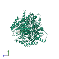 PDB entry 3l13 coloured by chain, side view.