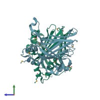 PDB entry 3l15 coloured by chain, side view.