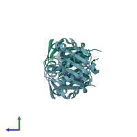 PDB entry 3l18 coloured by chain, side view.