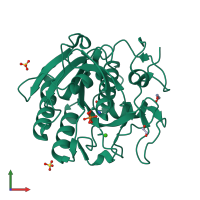 PDB entry 3l1k coloured by chain, front view.