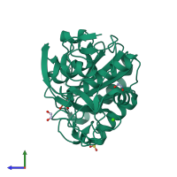 PDB entry 3l1k coloured by chain, side view.
