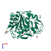 PDB entry 3l1k coloured by chain, top view.