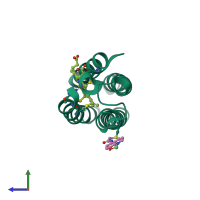 PDB entry 3l1m coloured by chain, side view.