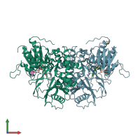 PDB entry 3l1r coloured by chain, front view.
