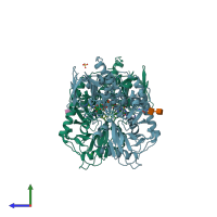 PDB entry 3l1r coloured by chain, side view.