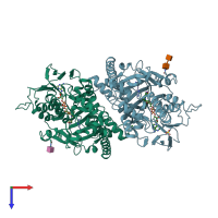PDB entry 3l1r coloured by chain, top view.