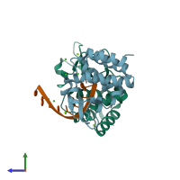 PDB entry 3l26 coloured by chain, side view.