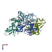 PDB entry 3l27 coloured by chain, top view.