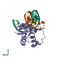 PDB entry 3l2c coloured by chain, side view.