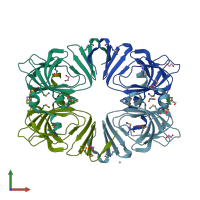 PDB entry 3l2h coloured by chain, front view.