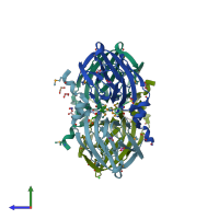 PDB entry 3l2h coloured by chain, side view.