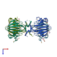 PDB entry 3l2h coloured by chain, top view.